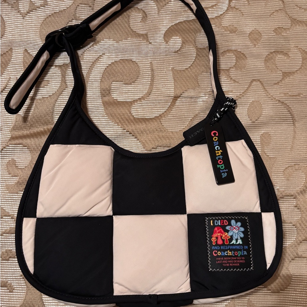 Black and Cream Checkered Women's Bag